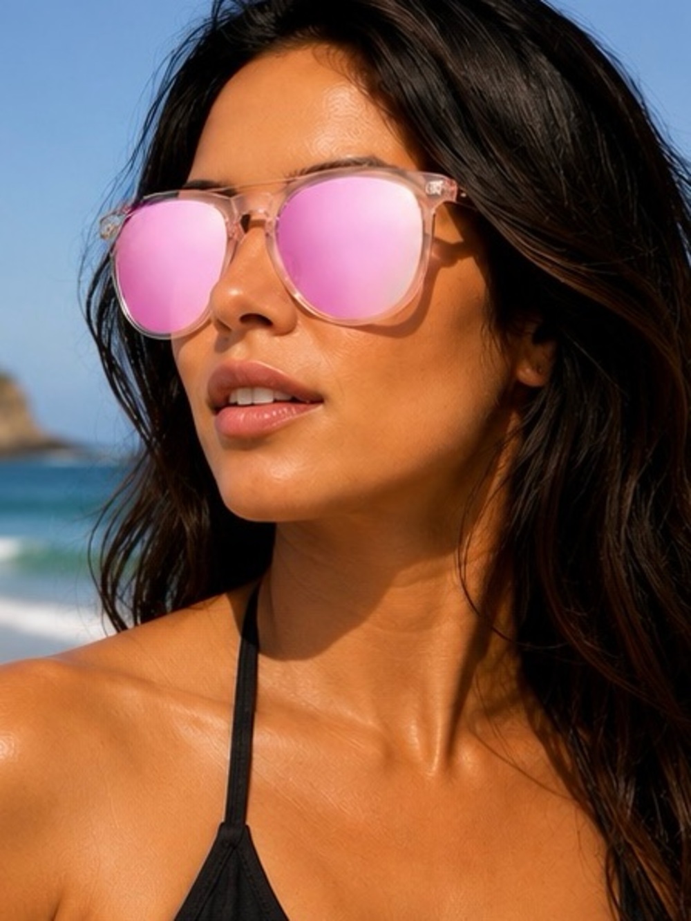 Pink Mirror Round Sunglasses